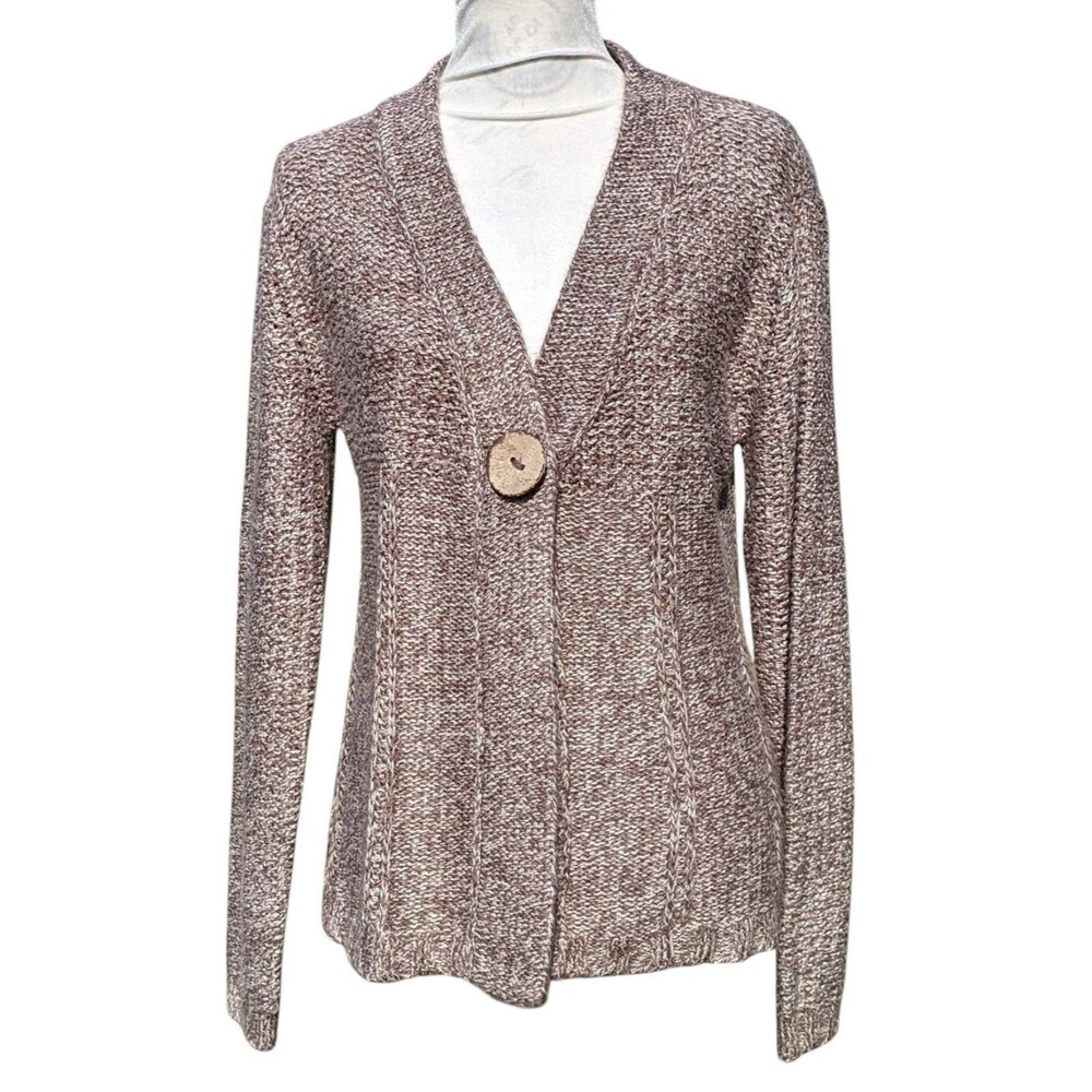 Cardigan Women Brown Heather Academia Teacher Office Granny Medium
